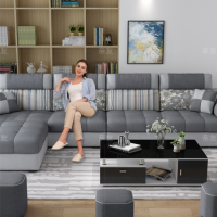 Fabric sofa combination suit simple living room furniture large and small size modern removable and