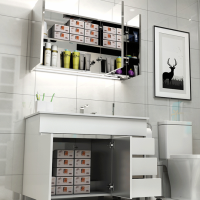 Stainless steel intelligent bathroom cabinet combination set floor modern simple wash basin