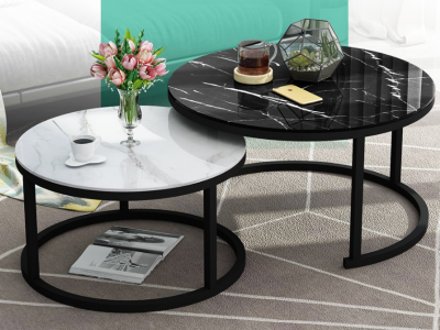 Tea table round table tempered glass small round table modern simple living room