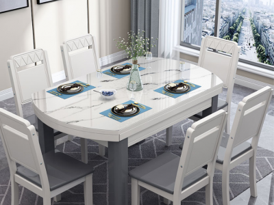 Dining table modern solid wood dining table retractable dining table chair combination is simple