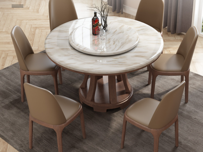 Marble dining table and chair combination Nordic solid wood round table