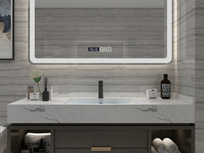 Nordic bathroom cabinet combination light luxury marble wash basin