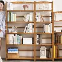 Simple bookshelf multi floor solid bamboo small desktop bookshelf