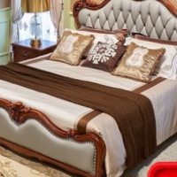 Bergard American leather bed European double bed 1.8m simple European luxury carved wedding bed mast