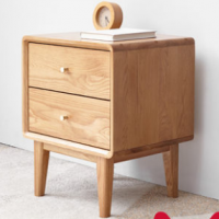 Genji wood language solid wood bedside cabinet Nordic oak storage cabinet modern simple bedroom beds