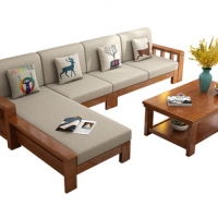 Solid wood sofa combination Chinese modern simple three person small family living room furniture cl