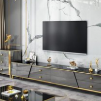Light luxury rock tea table TV cabinet combination living room Modern Italian very simple small fami