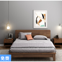 Mengyang gold walnut solid wood bed master bedroom double bed modern light luxury ins furniture sing