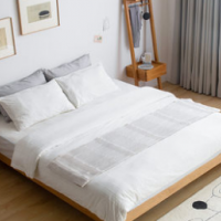 Primitive solid wood bed tatami Nordic simple modern oak 1.5 bedroom no bedside double bed f8016