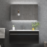 Stainless steel intelligent bathroom cabinet combination set modern simple wash basin